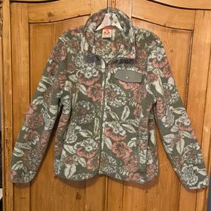 Gerry Floral Design Fleece 100% Polyester Front Zip Jacket Womens sz L